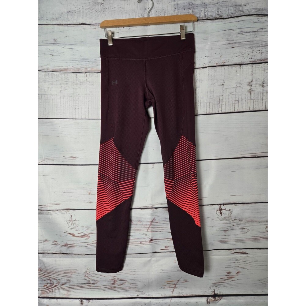 Under Armour Womens Leggings Small Burgundy Red Edgelit Print Training Yoga